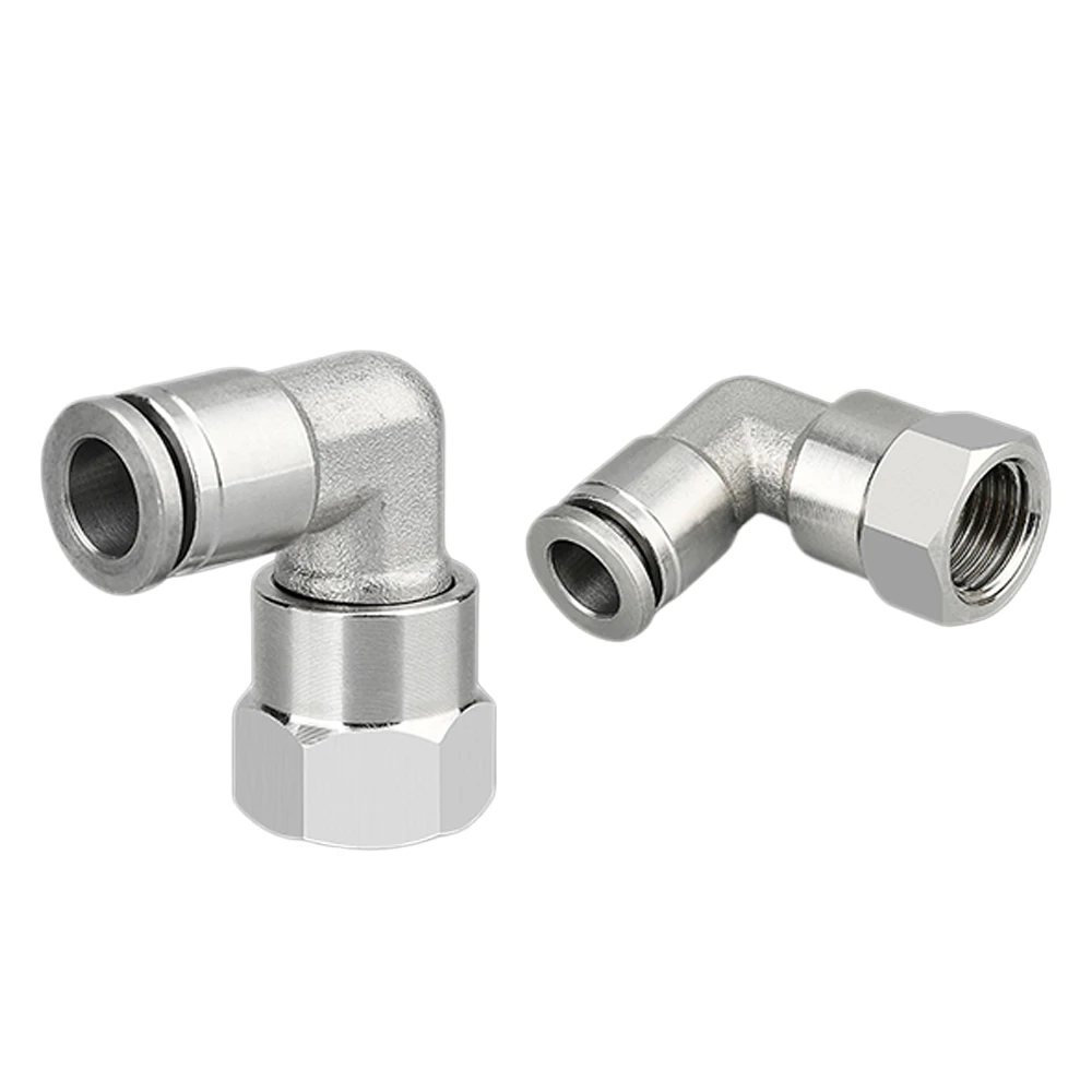 304 Stainless Steel Pneumatic Quick Connector PLF Rotary Elbow L-shaped Internal Thread BSPT1/4 3/8 1/2 Hose Air Pipe Join 8-02