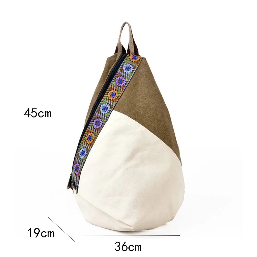 Vrouwen Schouder Rugzak Etnische Borduren Patchwork Canvas Tas Student Rugzakken Reizen Leisure Street Fashion Back Pack