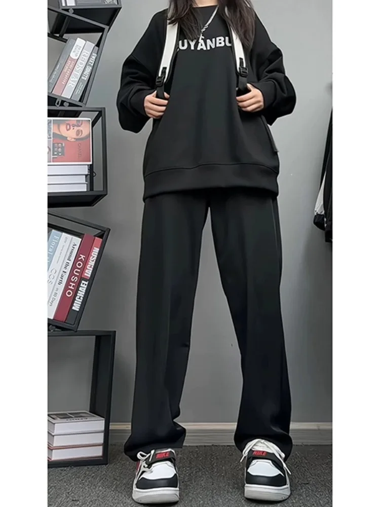 

Cleanfit Fleece Lined Wide Leg Pants for Boys Autumn Winter Style Youthful Straight Cut Casual Trousers Anti-Wrinkle