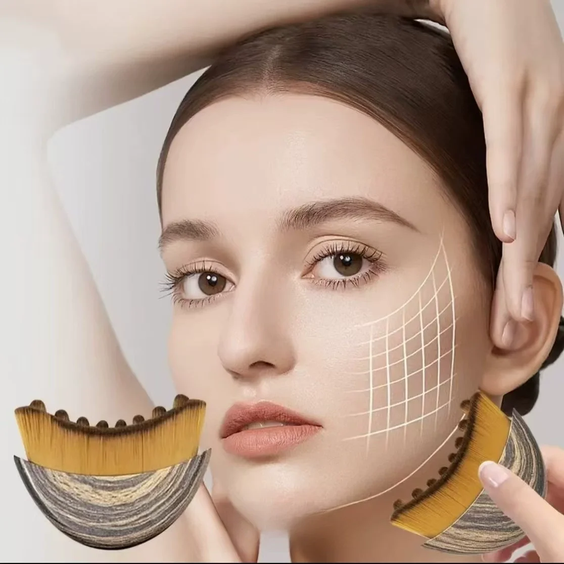1/2 Peças Escova Facial para Contorno Linfático, Massageador de Drenagem para Escovação a Seco, Esfoliação Suave, Escultura da Linha do Queixo e Mandí