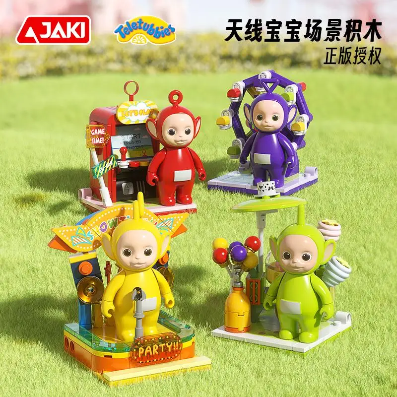 Genuine JAKI Teletubbies Building Blocks Creative Scenes Build Creative Amusement Park Blocks Boy Girl Birthday Gifts