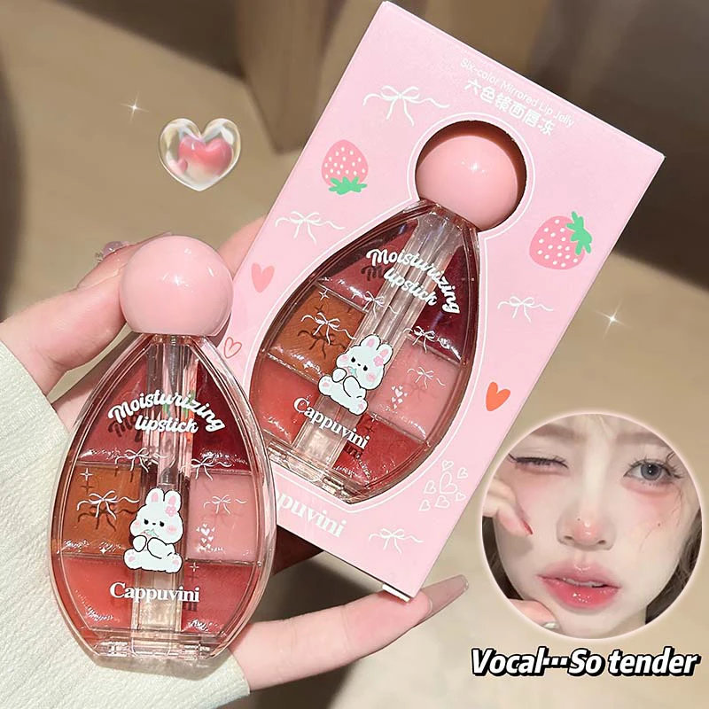 Strawberry Mirror Lip Jelly Plate Six-color Juicy Pink Plum Solid
