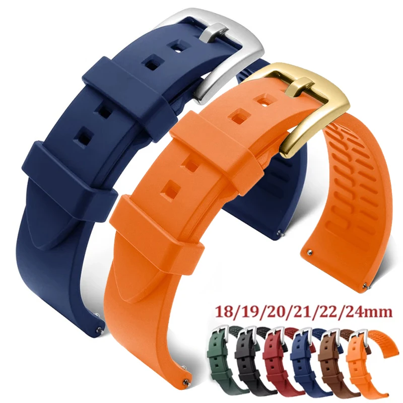 Schnellverschluss-Uhrenarmband aus Silikonkautschuk, 20 mm, 22 mm, Sportuhrenarmband, Schwarz, Grün, Orange, Blau, Armband, Armbänder, 18, 19, 21, 24 mm – Detail 2