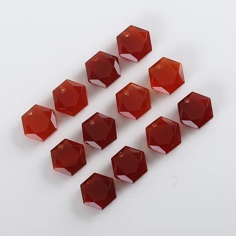 Wholesale Natural Red Agate Hexagon Faceted Earrings Beads For Jewelry Making, Fashion DIY Earring Stone Jewelry