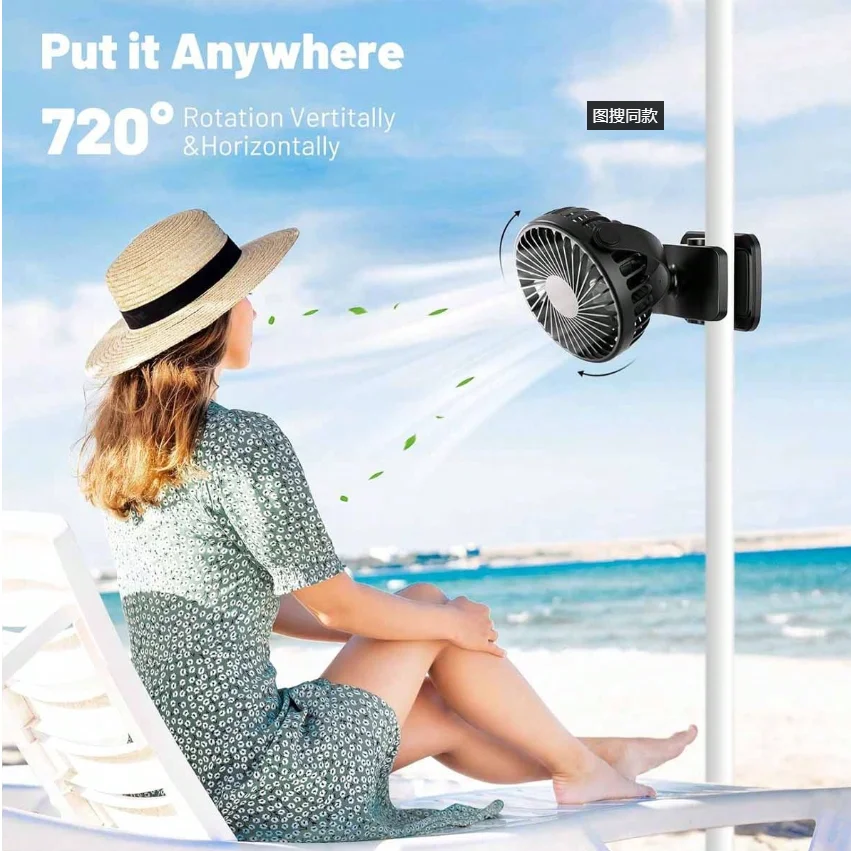 

Personal Clip Fan 720 Swivel Head Built Soft Night Light USB Powered Mini Cooler Fan Fit Indoor Outdoor Daily Scenes Portable