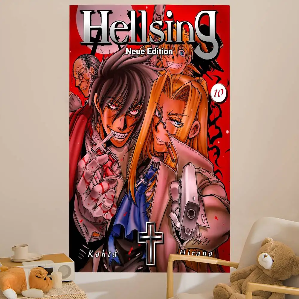 Anime Hellsing Tapisserie Kunstdruck Böhmische Wandteppiche Mandala Dekor Decke