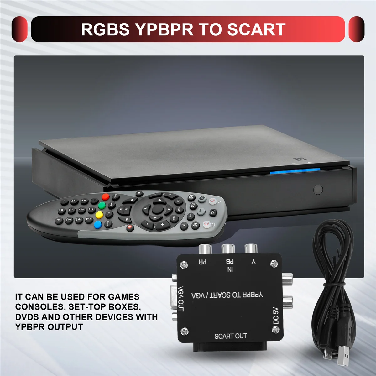 Nouveau YUV vers RGBS YPBPR vers péritel YPBPR vers VGA composant transcodeur convertisseur Console de jeu, composant de différence de couleur RGBS vers