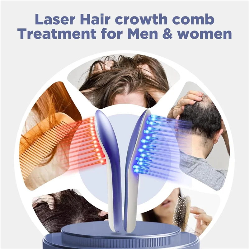 -AT52 Low Level Laser Therapy Hair Growth Comb, Hand-Held Device For Hair Revitalization
