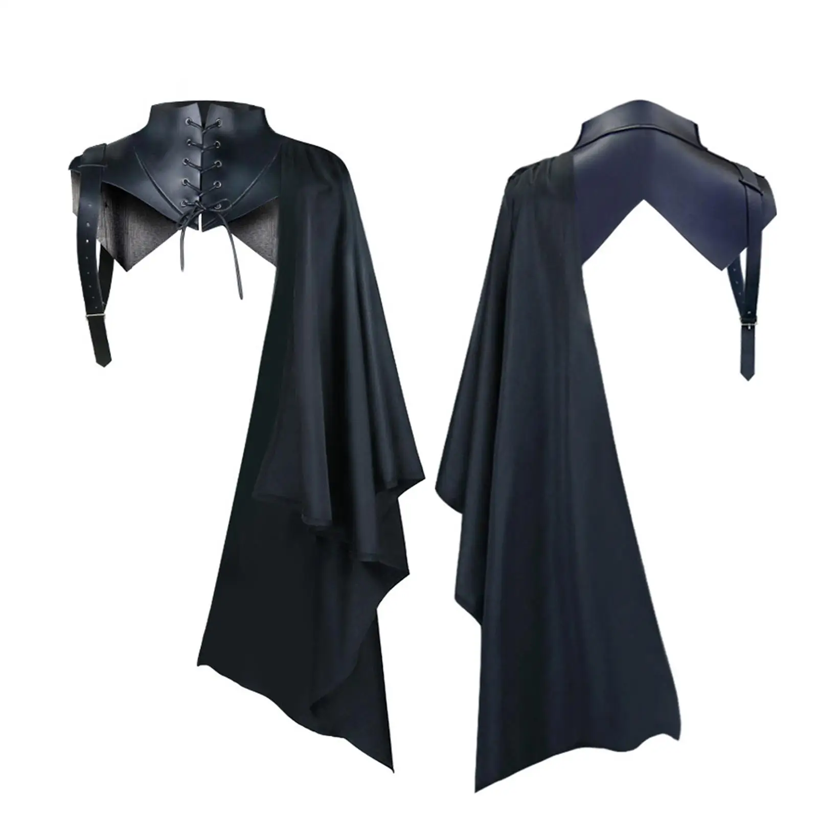 

Adult Black Cape Costume Gothic Punk Cloak Retro Cape for Cosplay Halloween