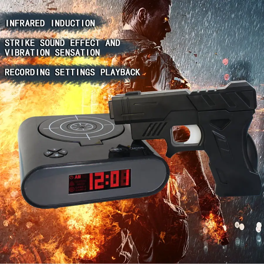 

Lock N' Load Gun Alarm Clock Target Alarm Clock Creative Clock （Black）