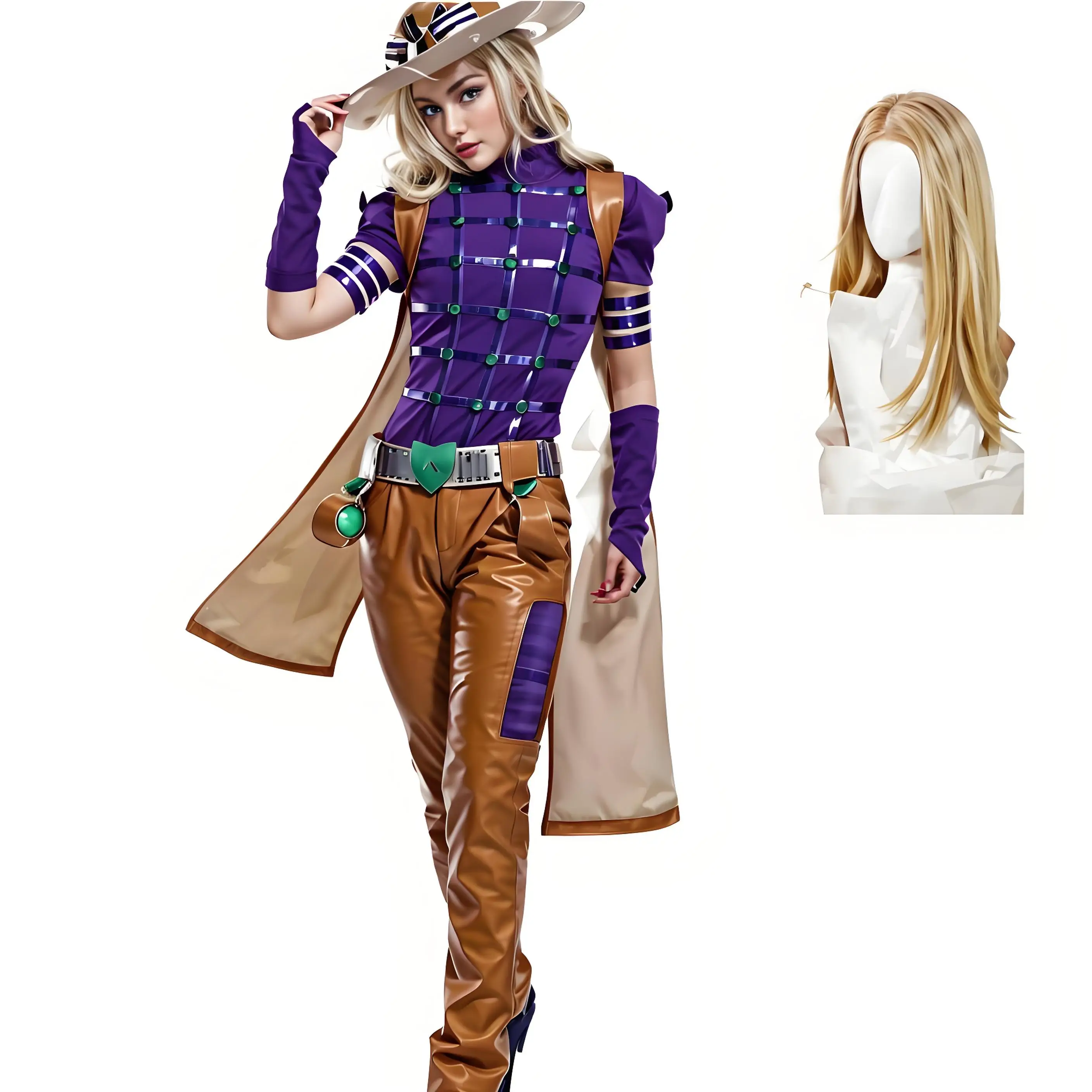 

Anime JOJO's Bizarre Adventure Golden Wind Cosplay Costume Men Spin Master Gyro Zeppli Uniform Halloween Carnival Party Clothing