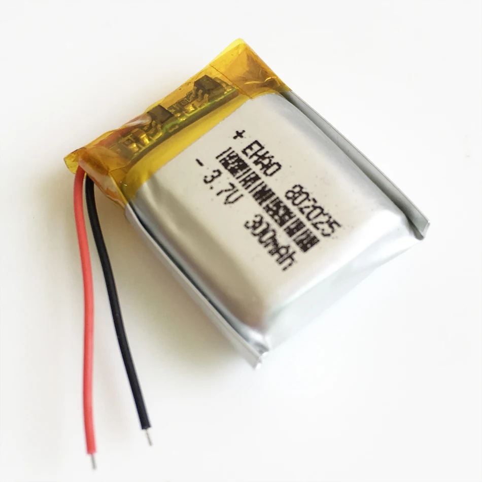 802025 LiPo 3.7V 300mAh Battery Power Cells for MP3 Player, GPS, Camera, Smart Band, Headphone