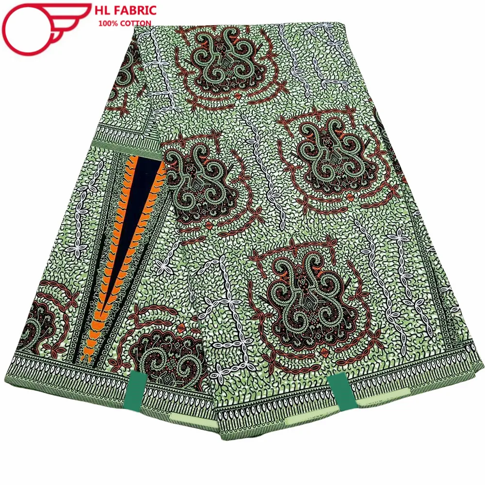 

High Quality 100% Cotton African Wax Fabric 6 Yards Ankara Wax Real Nigerian Wax Dutch Hollandais Pagne For Party Dresses