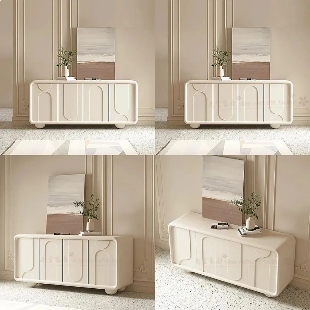 French Cream Style Sideboard Cabinet for Entryway Living Room Nordic Small Apartment Storage Home Furniture