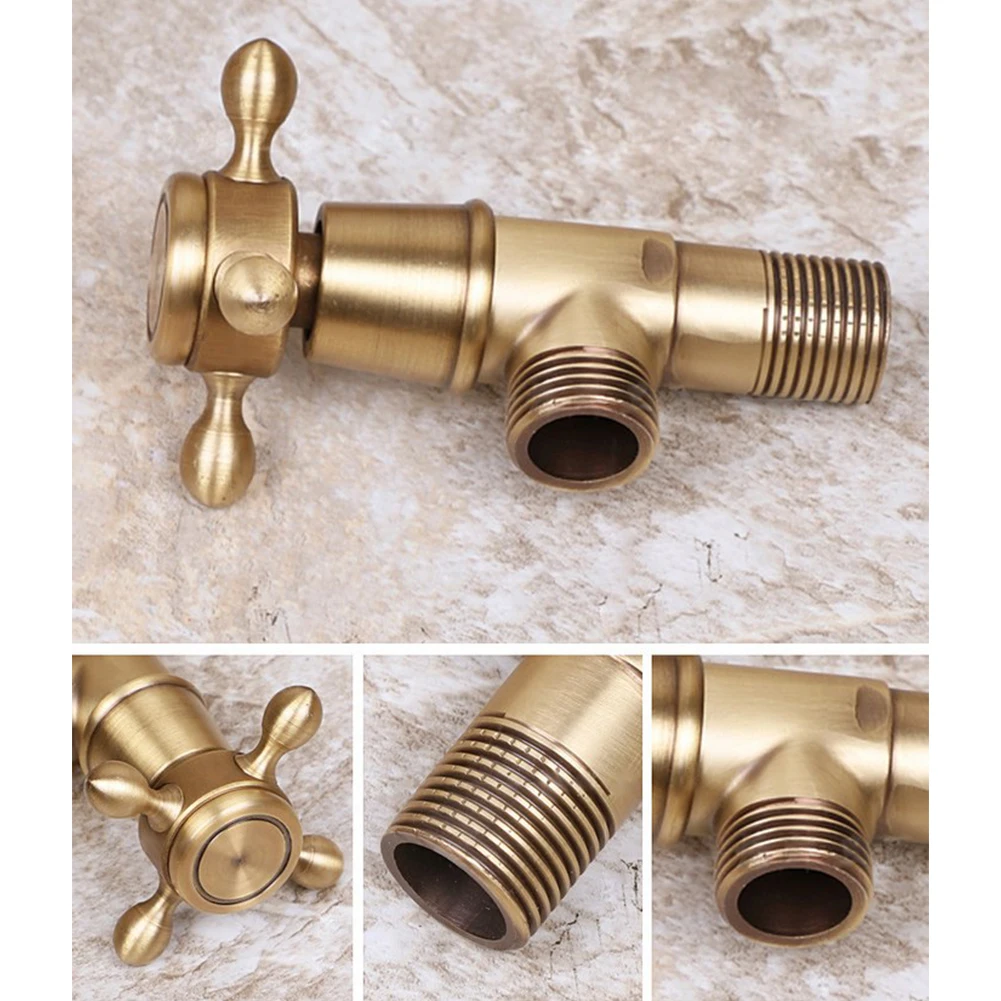 Античный латунный треугольный клапан, регулирующий клапан для воды, водопроводный клапан для ванной комнаты G1/2, обустройство дома, аксессуары для ванной комнаты