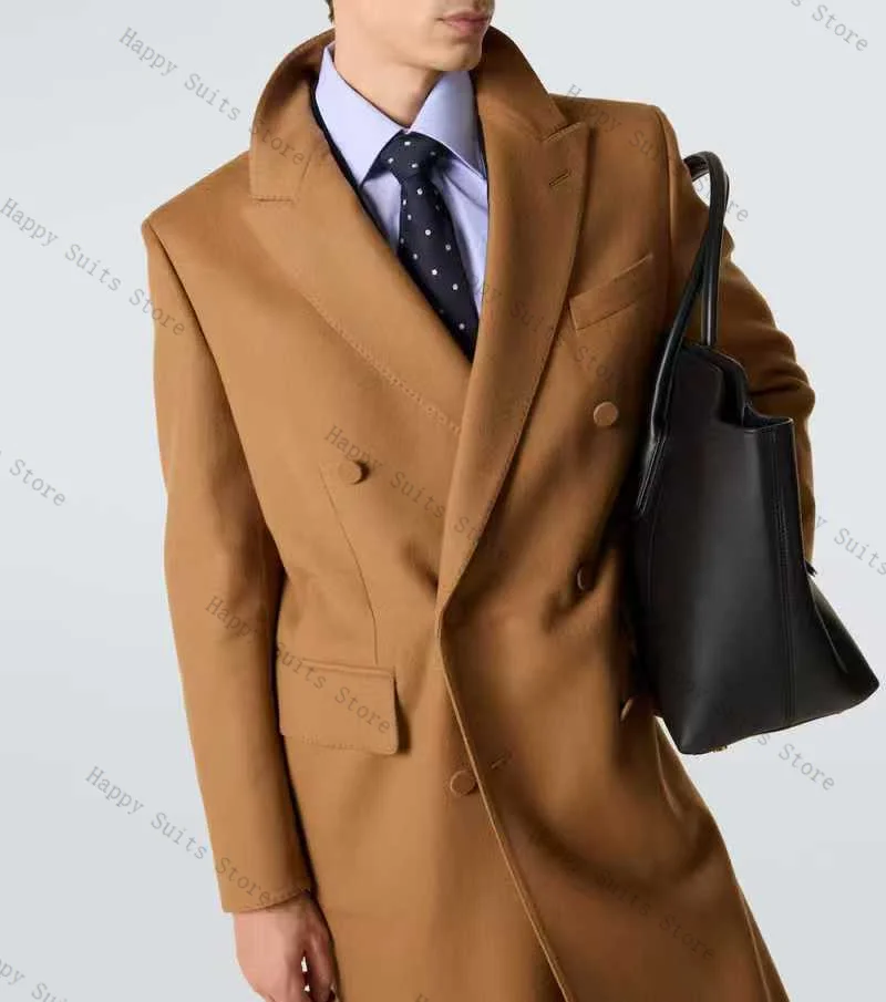

Cashmere Men Suit 1 Pcs Long Woolen Blazer Formal Office Overcoat Autumn Winter Groom Wedding Tuxedo Customized Jacket King Coat