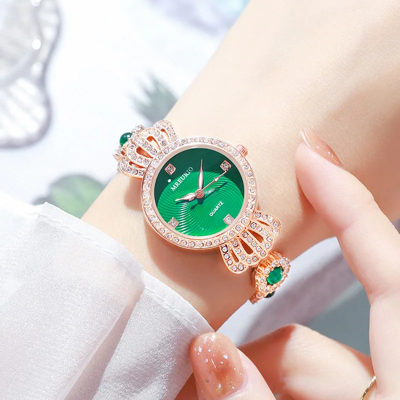 Fashion Women Quartz Bracelet Watch Crown Chalcedony Jewelry Female Watches Casual Ladies Wristwatch Daily Wear Girl Gifts