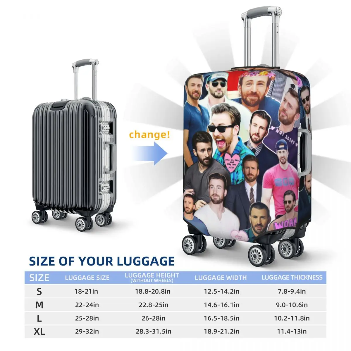 RYAN GOSLING Print Luggage Protective Dust Covers Elastic Waterproof 18-32inch Suitcase Cover Travel Accessories