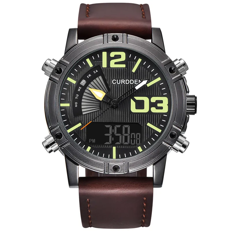 

Men Big Brand Chronograph Watches Fashion Leather Band Dual Time Multi-function Sports Quartz Watch Montres de Marque de Luxe