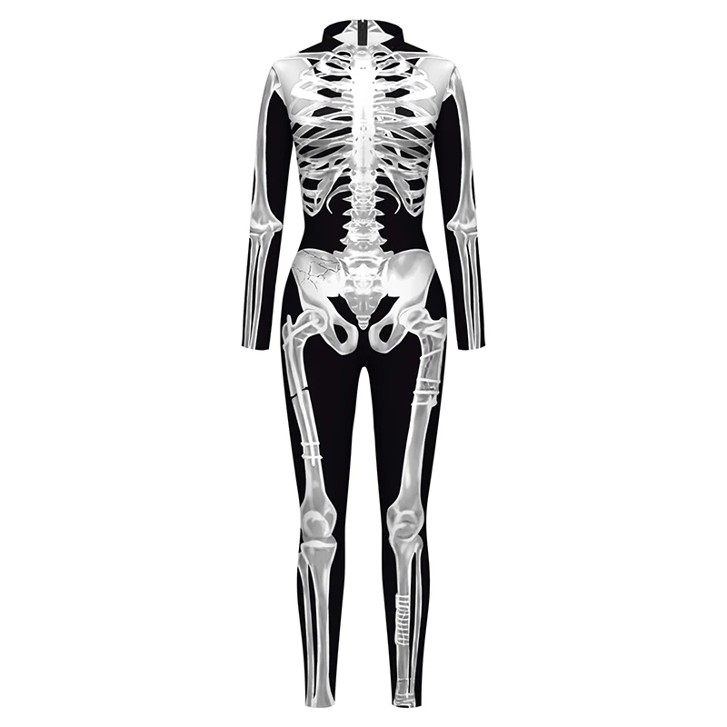 Body Skull 3D Cosplay Costumes pour hommes et femmes, Catsuit pour la fête d'Halloween, Zentai Female, Costume de batterie