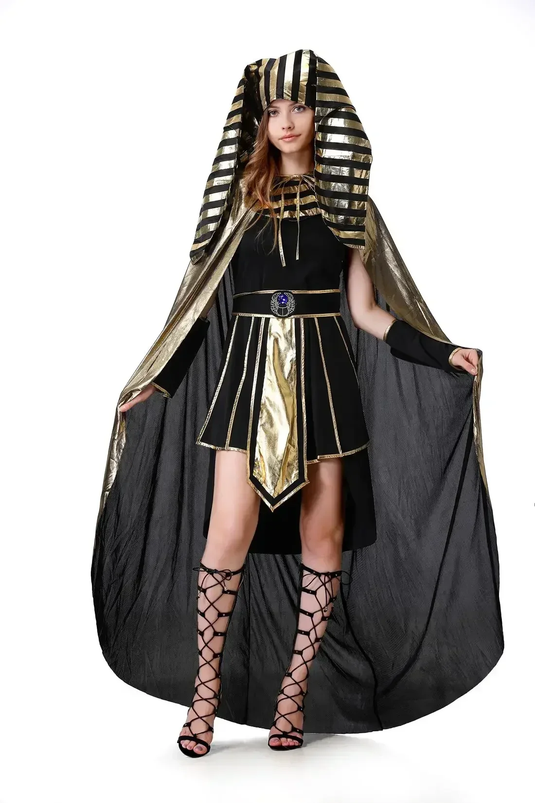 Disfraz de Halloween de Faraón Cleopatra para adultos, traje de pareja Medieval, ropa de Egipto griego para hombres, vestido de rey y reina