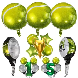 Racket Tennis Ball Foil Balloons Golden Trophy Balloons Boys Baby Shower Tennis Ball Sports Themed Party Birthday Decorations