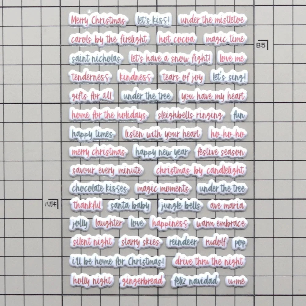 Creative Path Black Red Christmas Mini Short Phrases Stickers Self Adhesive Puffy Stickers For Photocard Scrapbooking Journaling