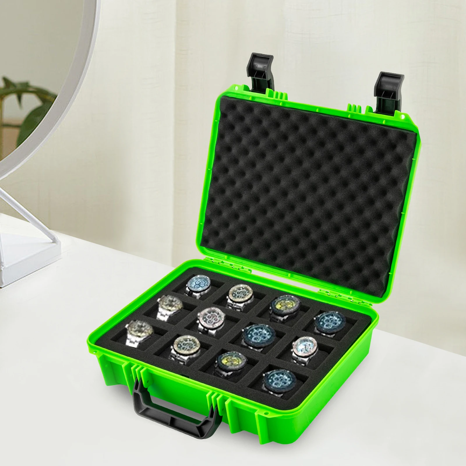 

12 Slots Moisture-Proof Suitcase Display Storage Case Watch Box Display Tool For You Who Love Watches