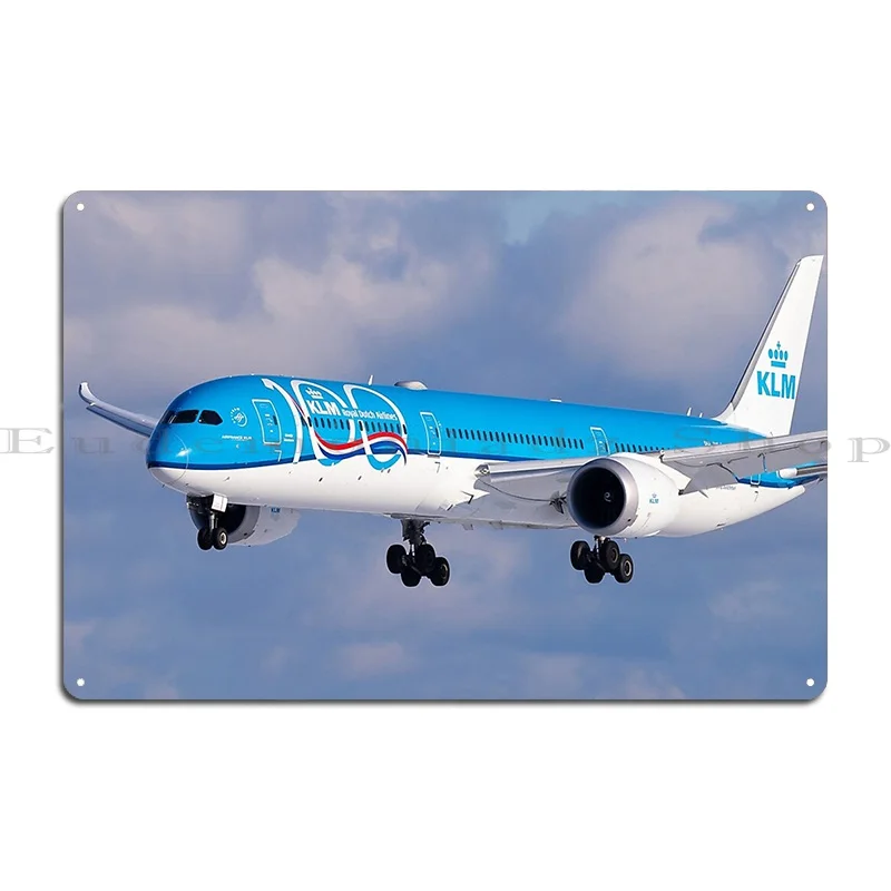 Klm Boeing B787 10 Dreamliner Klm 100 Years Livery Metal Plaque Poster Design Cinema Wall Cave Customize Cave Tin Sign Poster