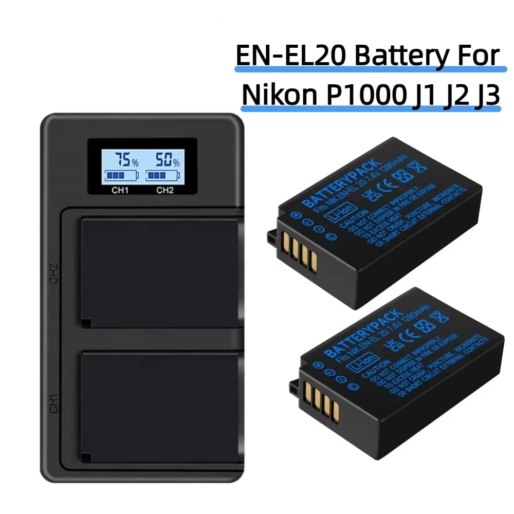 PALO EN-EL20 EL20 Batterie Für Nikon J1 J2 J3 J4 W1 S1 S2 V3 P950 P1000 Kamera Batterie + LCD Dual Ladegerät