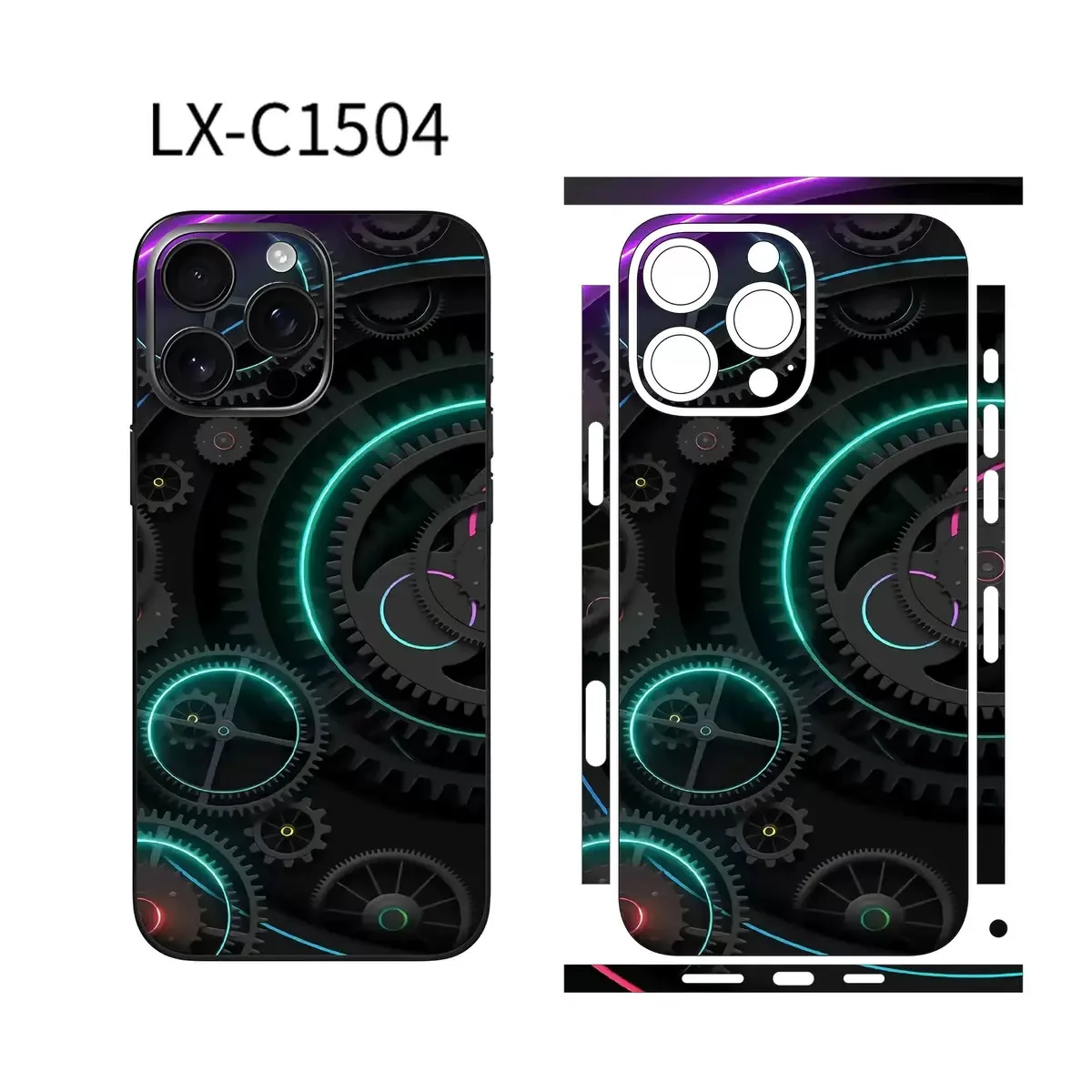 

colorful Skin Sticker For iPhone 15 Pro Max Back Film 16 14 Plus 13 12 Mini Protective Decal Wrap Side Frame Protector