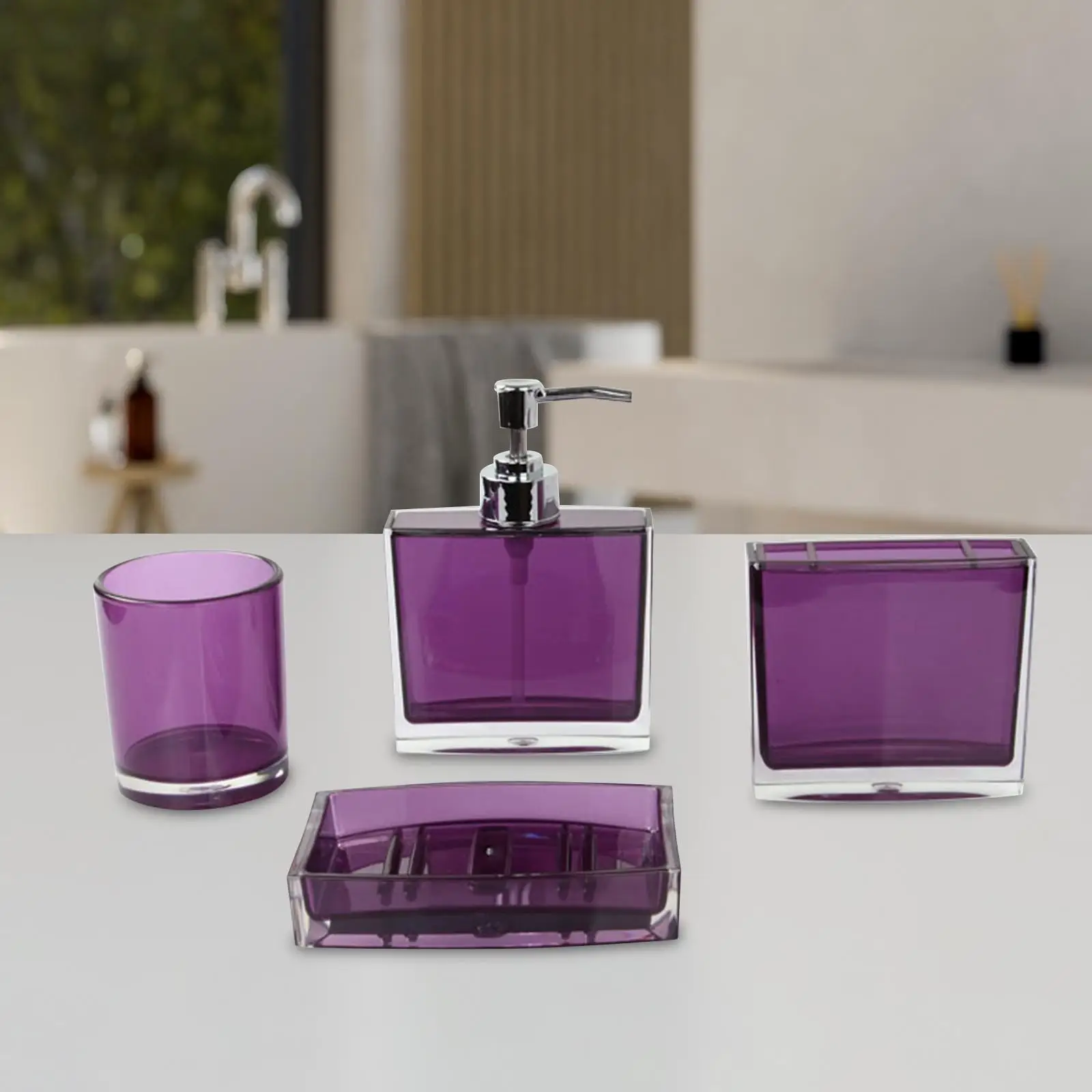 4x Soap Dispenser Storage Case Organizer Modern Toothbrush Holder Toiletries Storage Bath Essential for Hotel Countertop Vanity