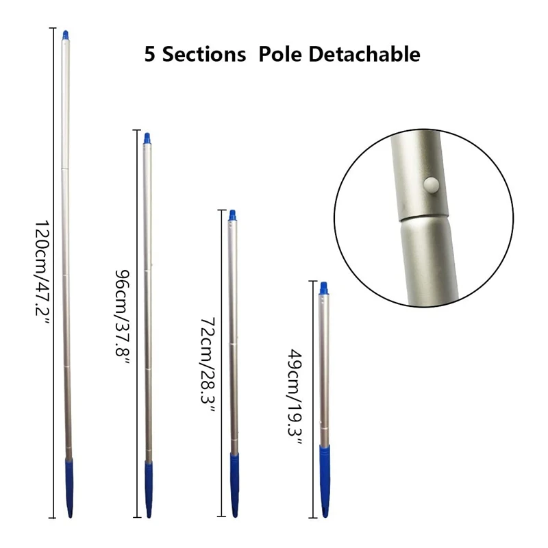 AAAC-6-Piece Swimming Pool Skimmer Net Telescopic Pole Leaf Skimmer Net Swimming Pool Cleaner Supplies Home Use