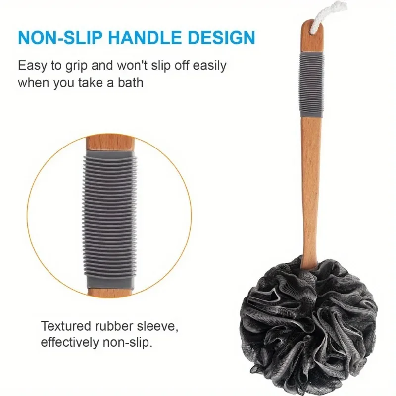 Back Scrubber for Shower,Soft Mesh Long Handle Loofah Body Brush - Ergonomic Shower Sponge,Bathroom Shower Accessories