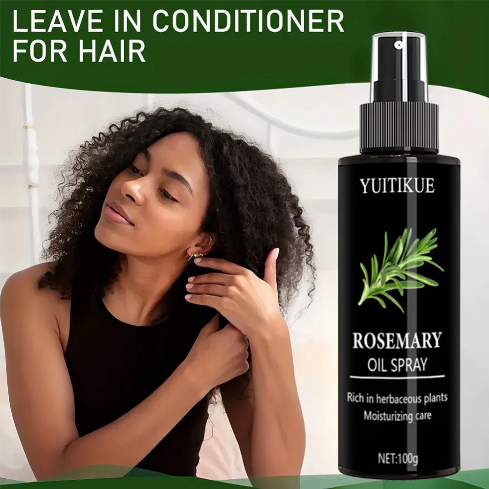 YUITIKUE Rosemary Oil Leave-In Conditioner Spray 100g - For Moisture & Detangling, Prevents Knots, Herb Enriched