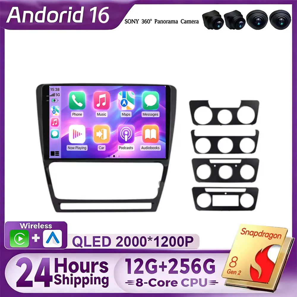 Carplay Auto 4G-LTE 10 Android 16 Car Radio Multimedia Video Player Navigation GPS for SKODA Octavia 2 A5 2008-2013 Head Unit