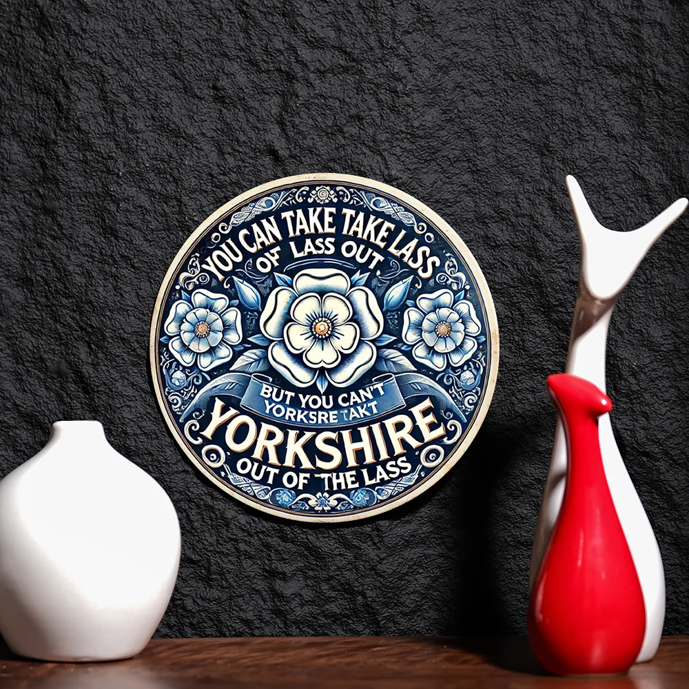 2D Flat, 2D Flat, Yorkshire Pride 2D Round Sign | High-Definition Printed Metal Wall Art Poster, Dustproof, Durable, Easy To Han