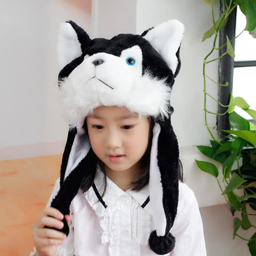 

Animal Hats Kids Cap Ear Husky Cosplay Hat for Children Performance Soft Premium Cotton Black