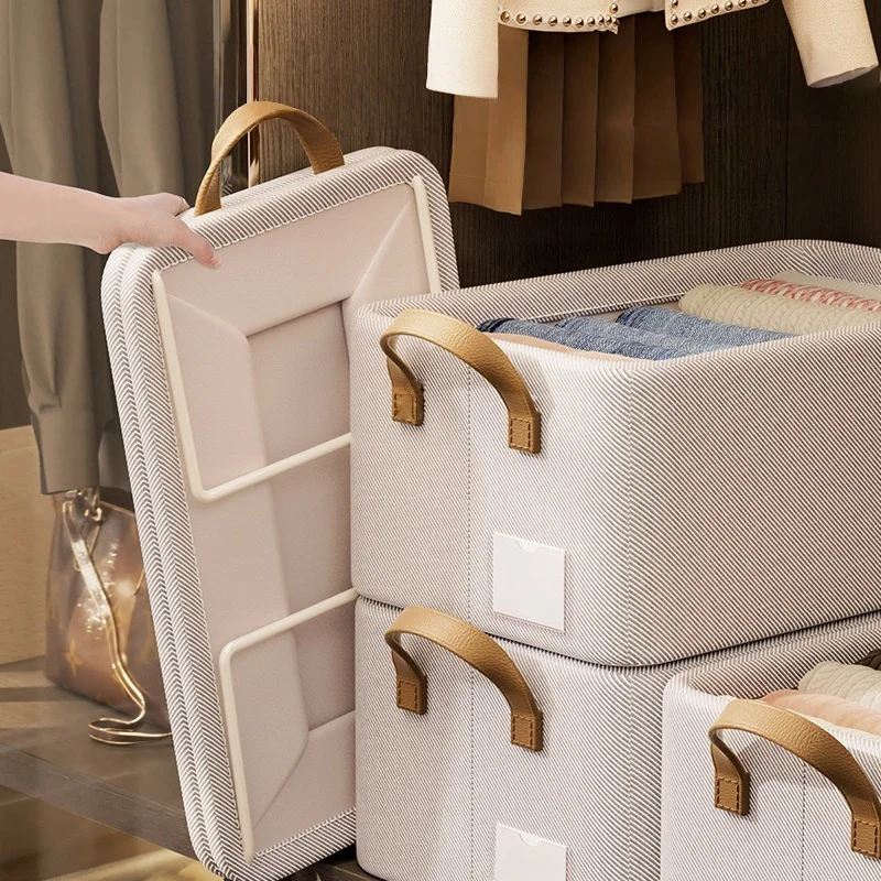 

1pc Clothes Storage Basket Oxford Cloth Clothesand-held Storage Box Foldable Storage Boxwith Steel Frame Wardrobe Organizer