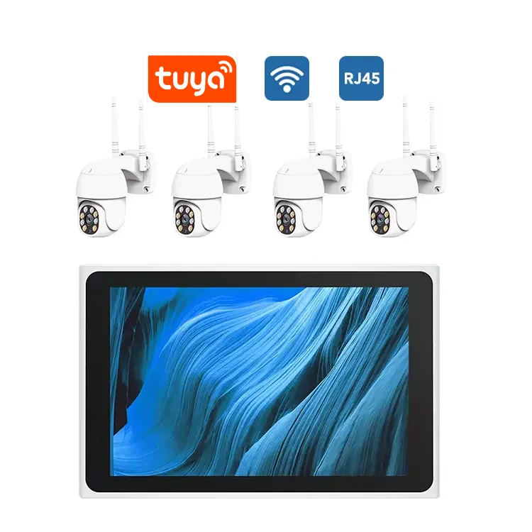 4CH Smart Tuya كامل اللون Hd 12 فولت H.265 لينكس لاسلكي واي فاي Ip PTZ كاميرات الدوائر التلفزيونية المغلقة نظام المراقبة الأمنية Nvr أطقم #1