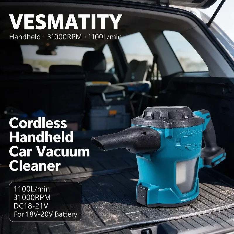 Portable Cordless Electric Vacuum Cleaner Handheld Dust Collector 85mBar 31000RPM For 18V-20V Battery