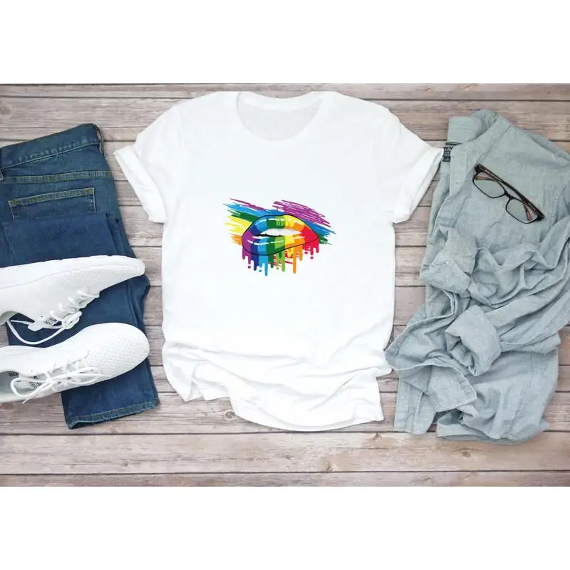 

LGBT rainbow lips T Shirt Men E007