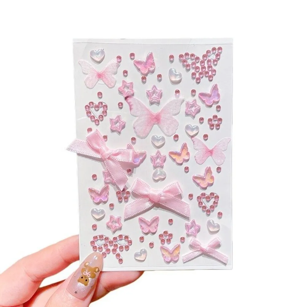3D Stereo Face Gem Stickers Colorful Bow Heart Star Rhinestone Makeup Stickers DIY Self-Adhesive Glittery Eye Stickers