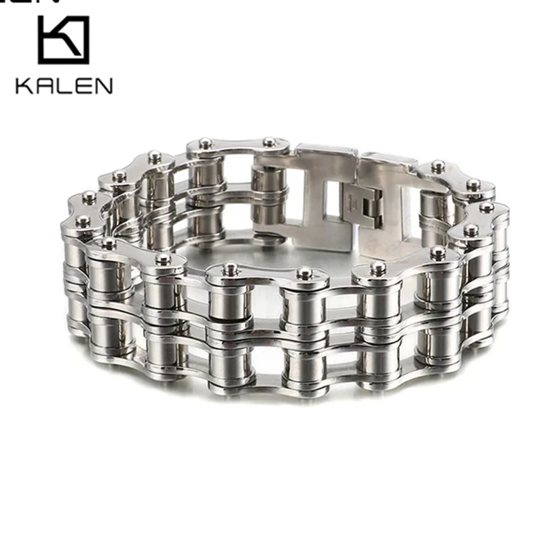 KALEN Punk 316 Stainless Steel Bike Chain Bracelets for Men Hip Hop Heavy Chunky Bicycle Chain Armbanden Manly Biker Jewellry