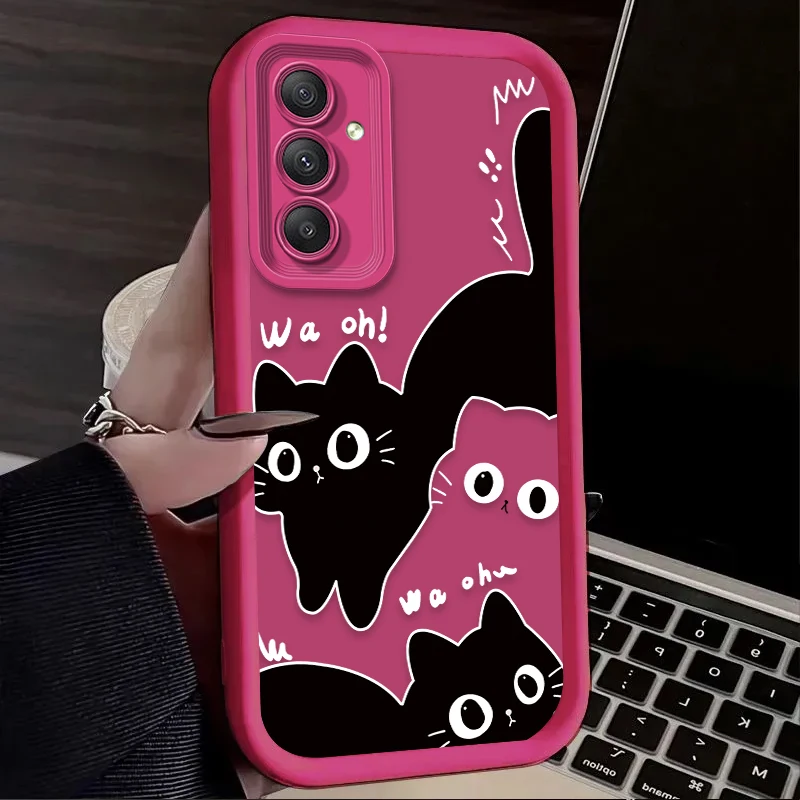 Cartoon Cute Big Eye Cat Phone Case for Samsung Galaxy A35 A55 A15 A25 A16 A06 A05 A05S A24 A13 A23 A12 A22 A32 A52 A71 A51 4G