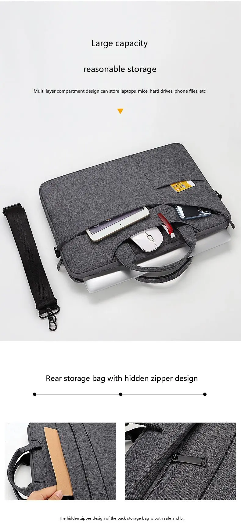 Oxford Laptop-Umhängetasche 14 15 Zoll Wasserdichte Aktentasche für MacBook Tragbare Schulter-Handtasche – Detail 6