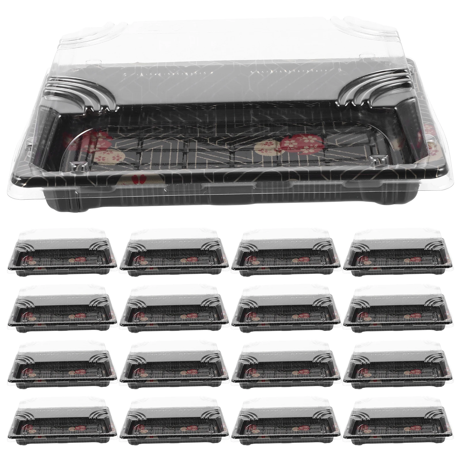 

25 pcs Sushi Boxes Salmon Print Reusable Containers Rectangular Shape Lightweight Portable for Restaurant Storage