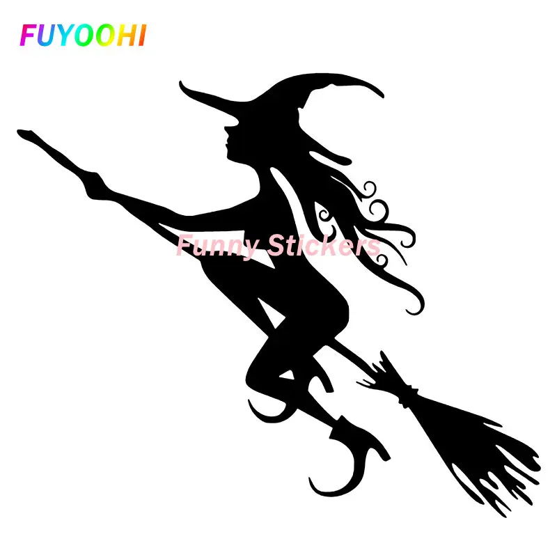 FUYOOHI Play Stickers Vinyl Stickers Cute Witch Motorcycle Helmet Trunk Car Decorative Accessories Creative Waterproof Decals
