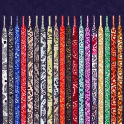Flat Cashew Flowers Shoelaces for Sneakers Women Men Blue Hand-painted Sports Casual High Quality Basketball ShoesLaces 1 Pair
