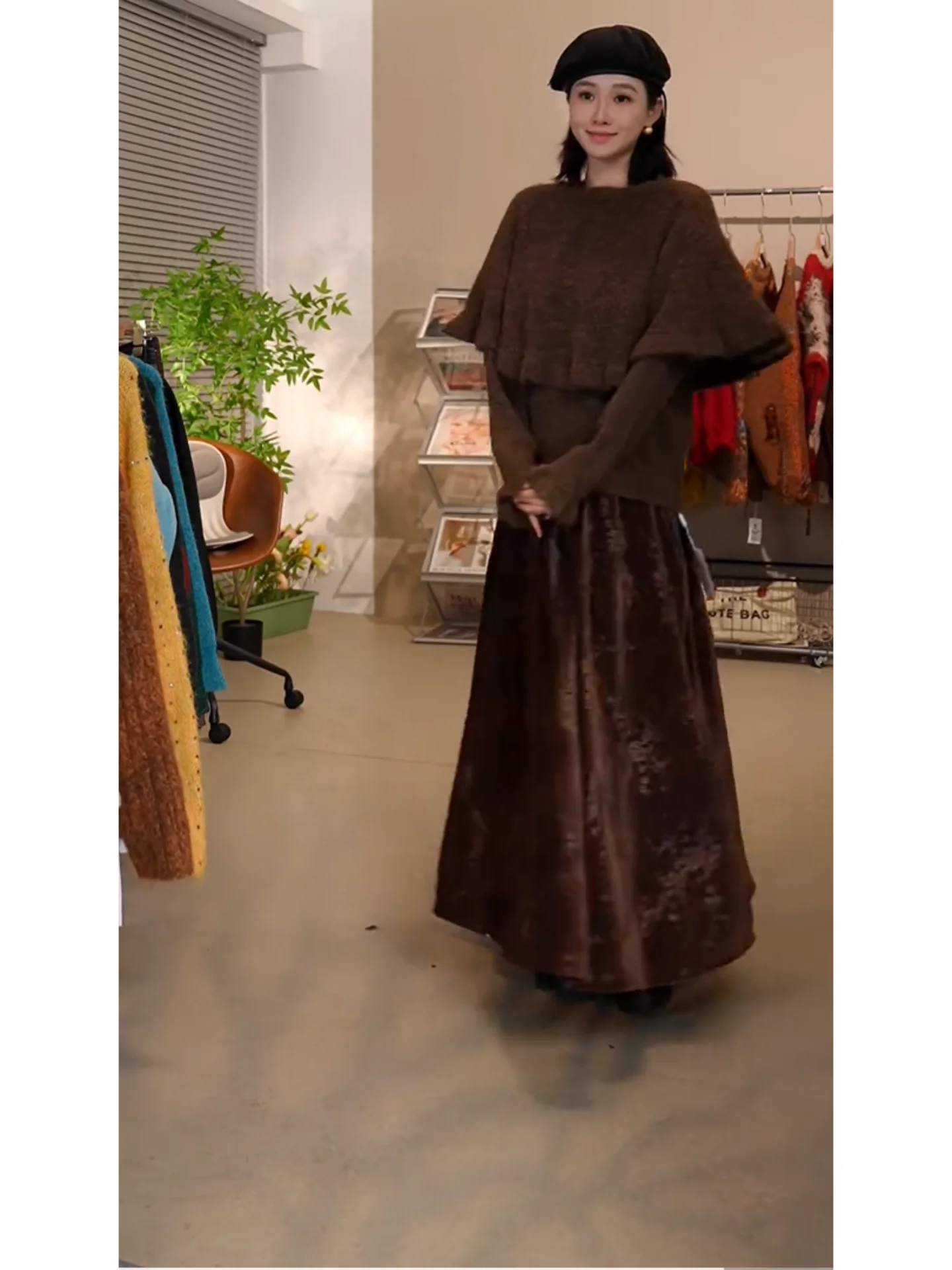 

Корейский женский вязаный длинный комплект Laid-ba Sle, модная зимняя модная повседневная одежда с высокой талией